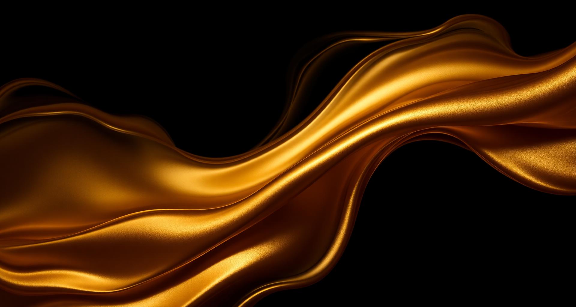 Flowing liquid gold silk on matte black