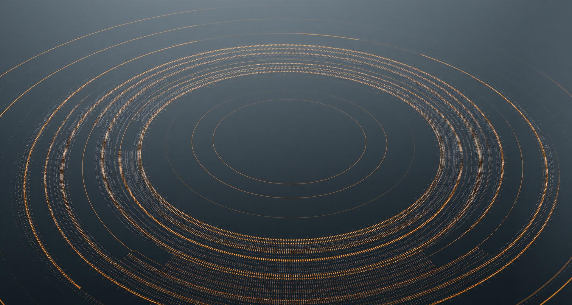 Concentric golden contour lines on a dark surface